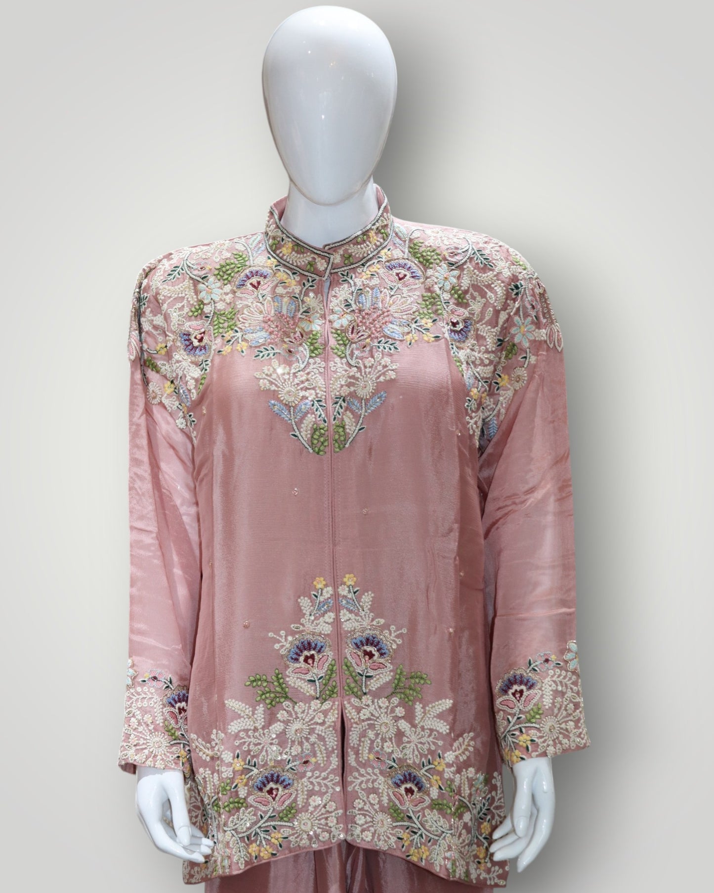 Pink Pure Crepe Designer Cord Set