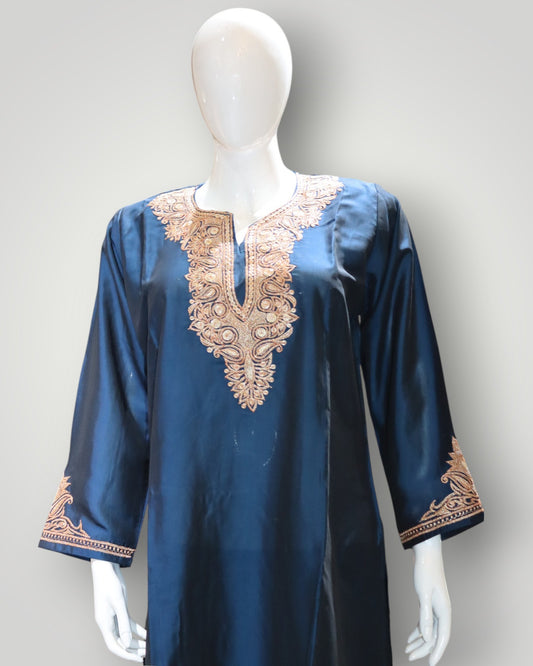 Navy Blue Pure Silk Tilla Work Cord Set