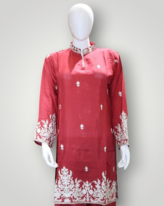 Red Pure Satin Silk Designer Cord Set