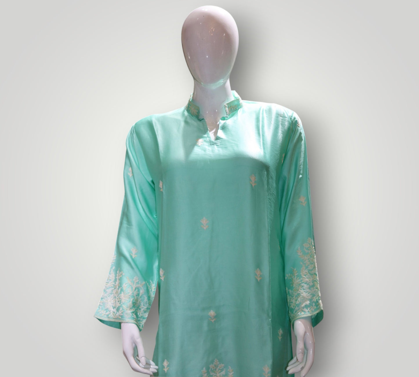 Sea Foam Green Pure Silk Tilla Work Cord Set