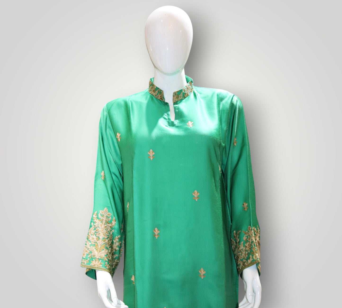 Emerald Green Pure Satin Silk Designer Cord Set
