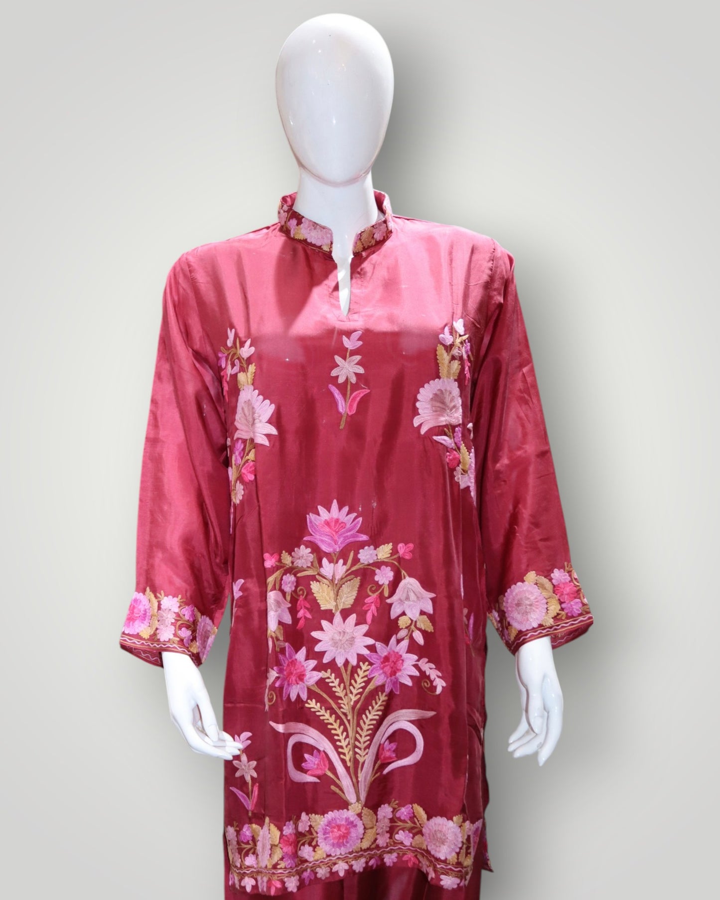 Maroon Pure Satin Silk Designer Cord Set