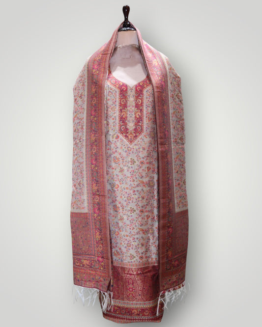 Dusty Rose Pure Silk Kani Handwoven Suit