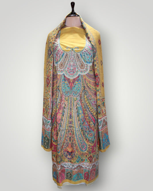 Yellow Pure Cotton Kalamkari Suit