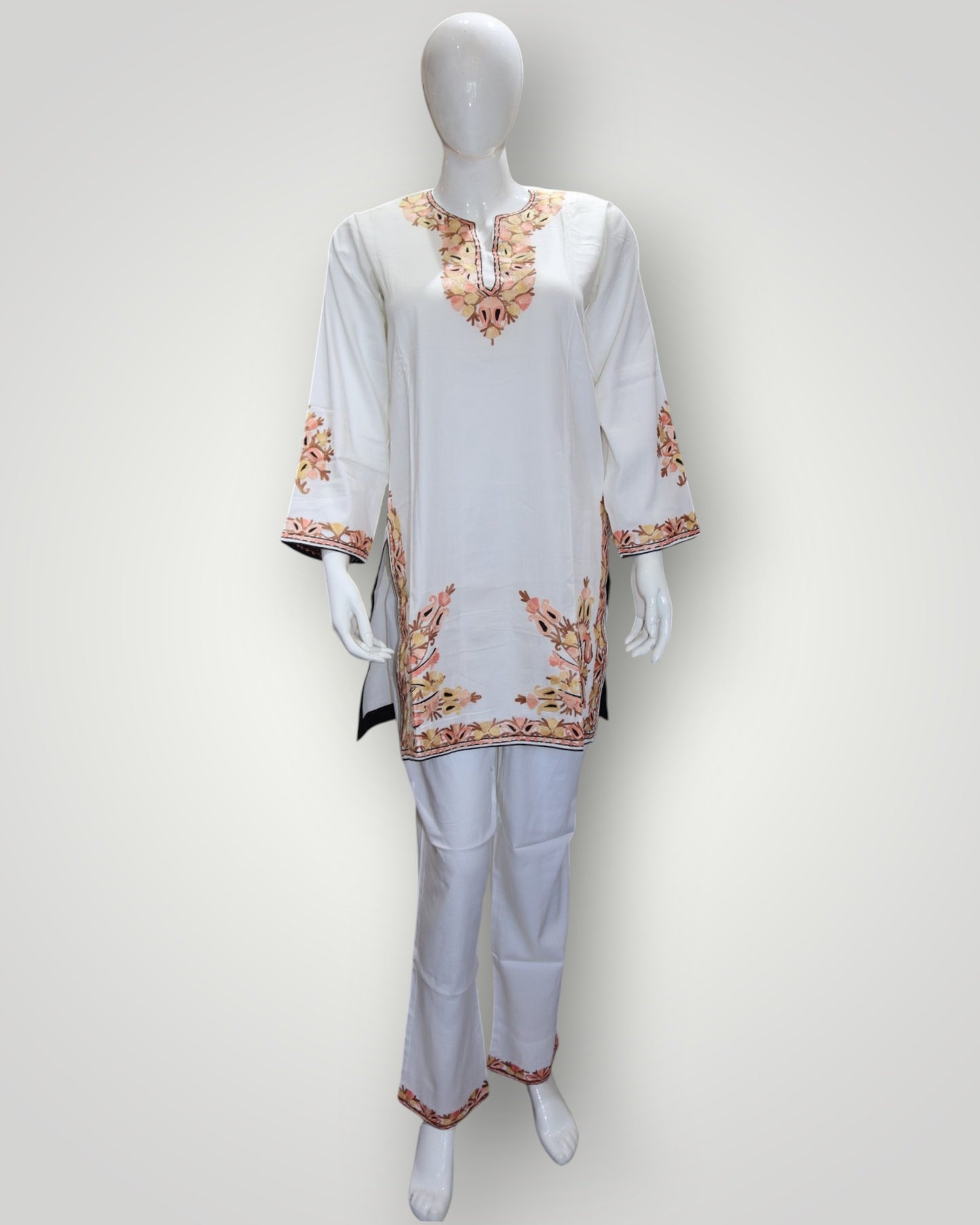 White Pure Cotton Designer Cord Set