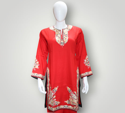 Red Pure Cotton Designer Cord Set