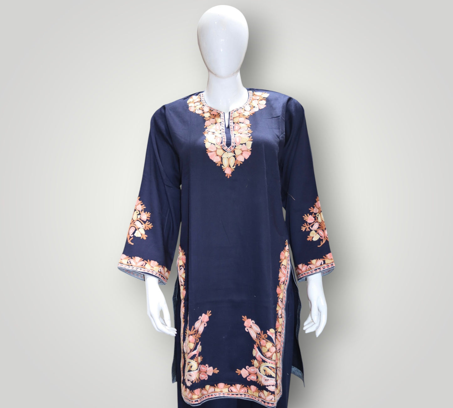 Navy Blue Pure Cotton Designer Cord Set