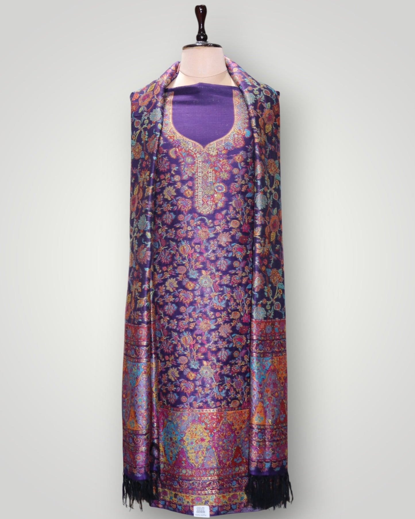 Deep Violet Pure Silk All Over Kani Handwoven Suit