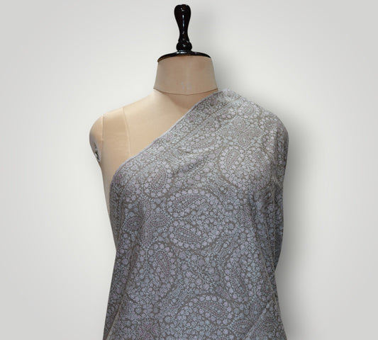 Pure Pashmina Natural Tone On Tone Sozni Jama Shawl