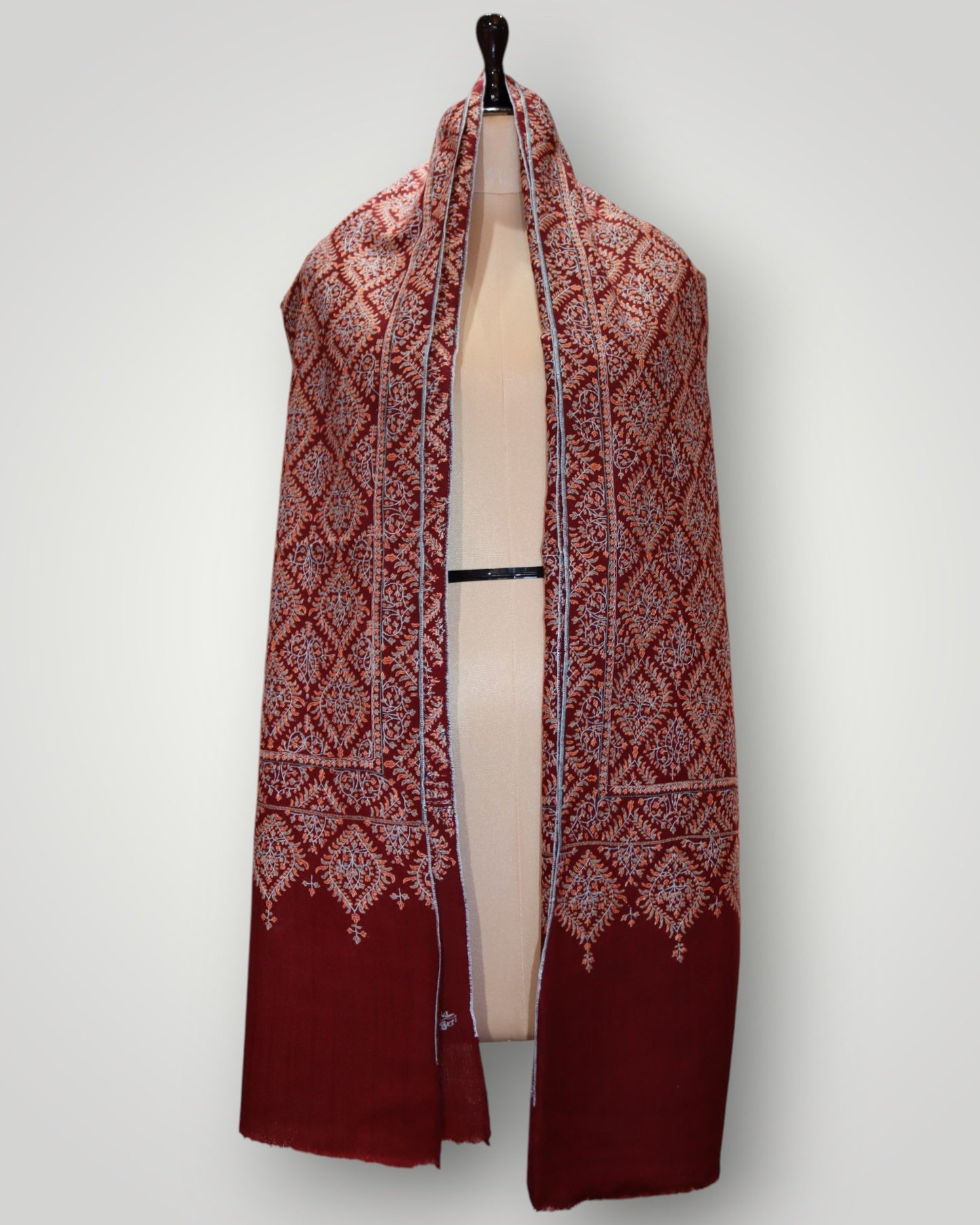 Pure Pashmina Maroon Sangeen Jama Shawl