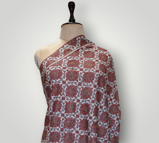 Exclusive White Pure Pashmina Jamawar Shawl