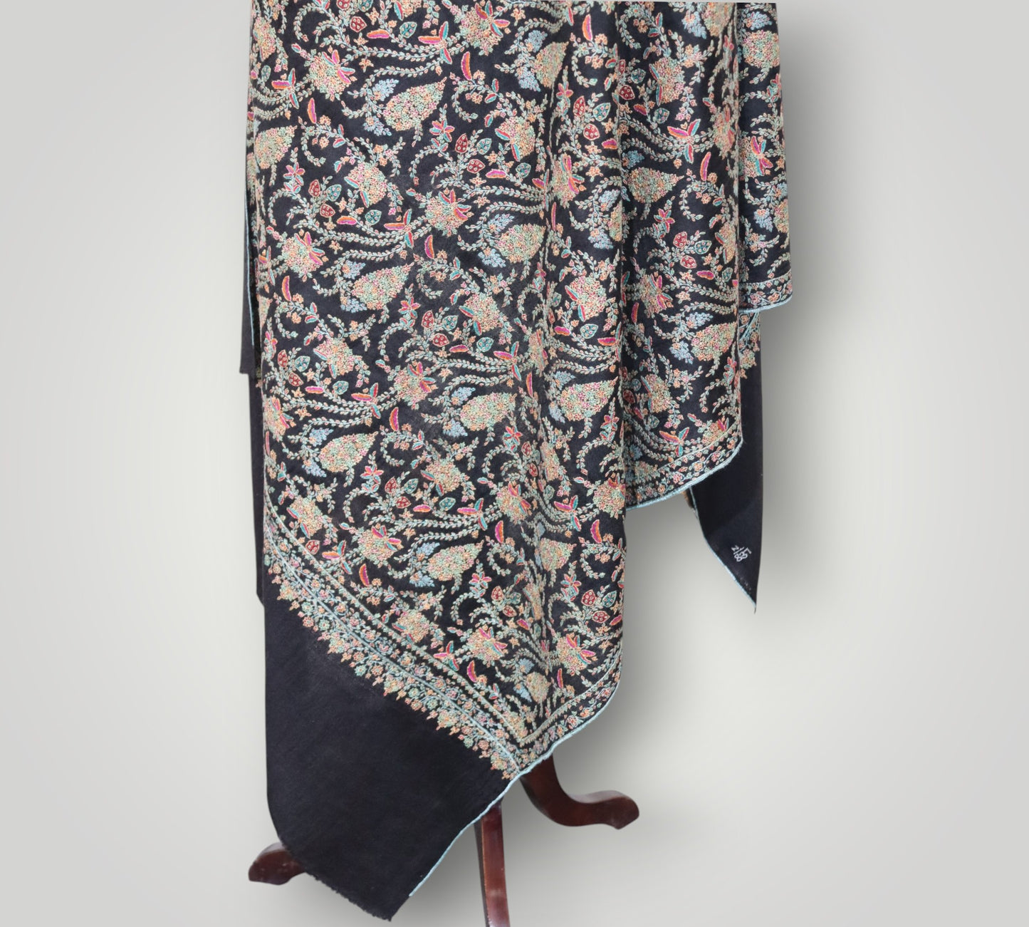 Black Masterpiece Pure Pashmina Neem Jama Shawl