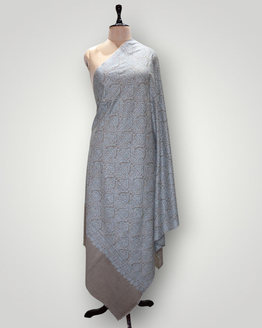 Exclusive Natural Colour Pure Pashmina Sozni Jama Gents Shawl