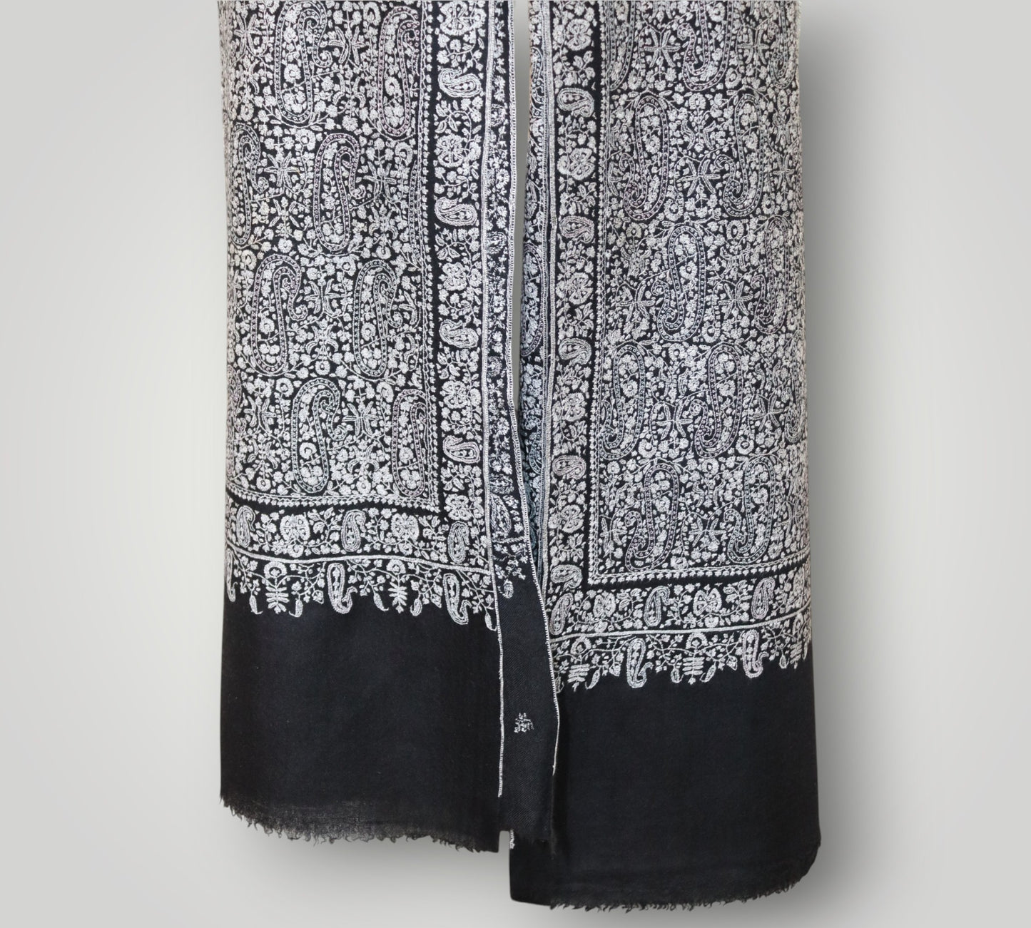 Exclusive Black Pure Pashmina Sozni Jama Gents Shawl