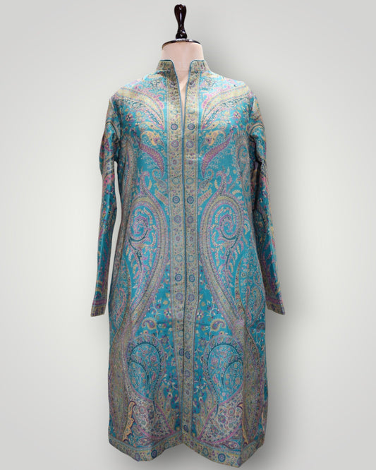 Sky Blue Fine Wool Kani Handwoven Coat