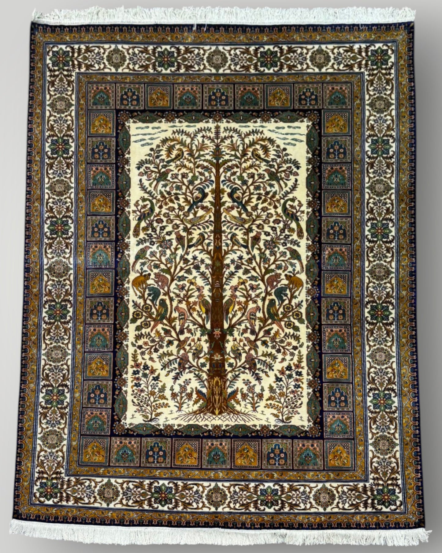 5 FT × 7 FT Tree Of Life Silk On Silk Hand Knotted Carpet