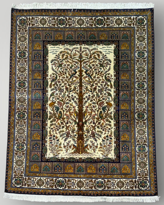 5 FT × 7 FT Tree Of Life Silk On Silk Hand Knotted Carpet