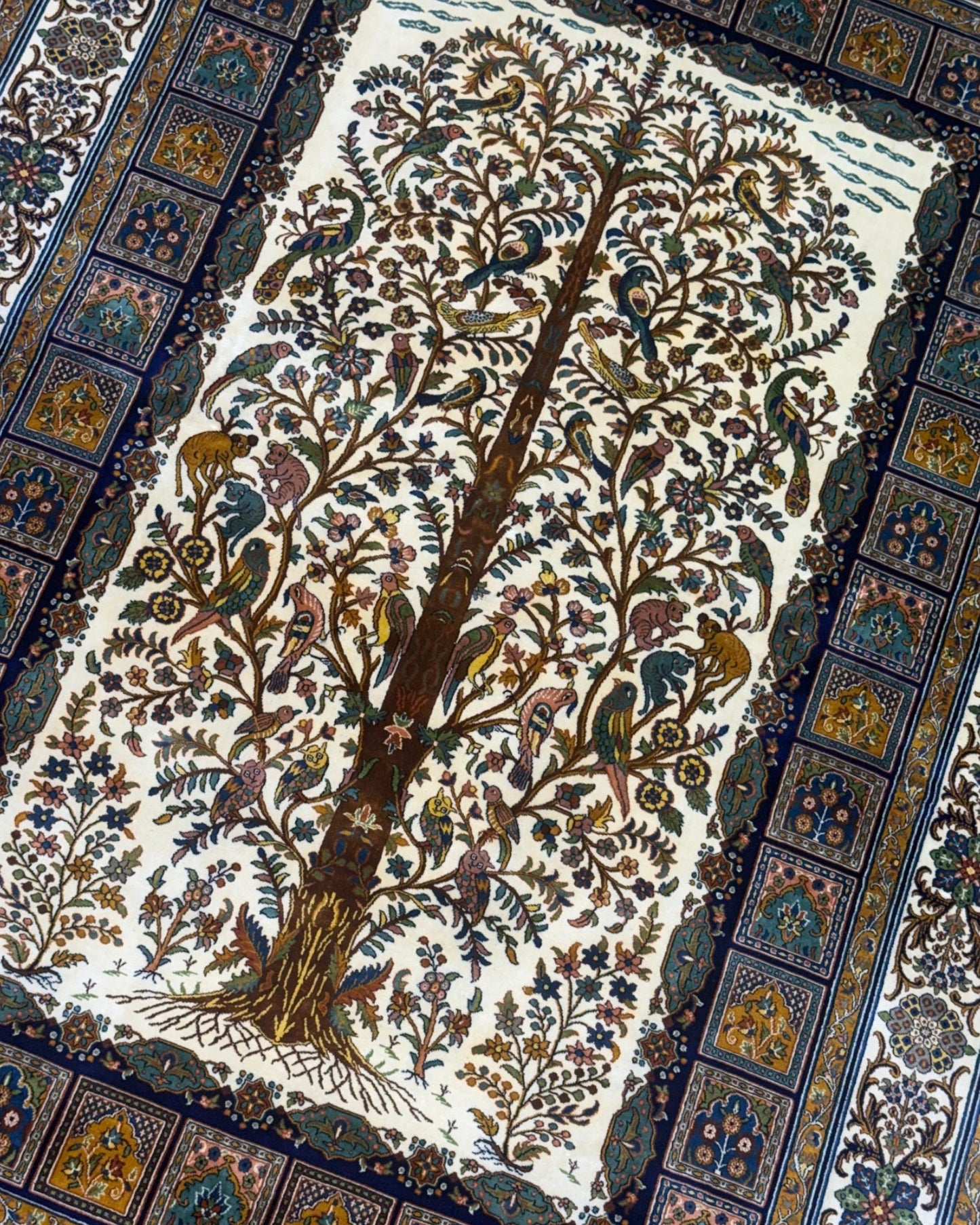 5 FT × 7 FT Tree Of Life Silk On Silk Hand Knotted Carpet
