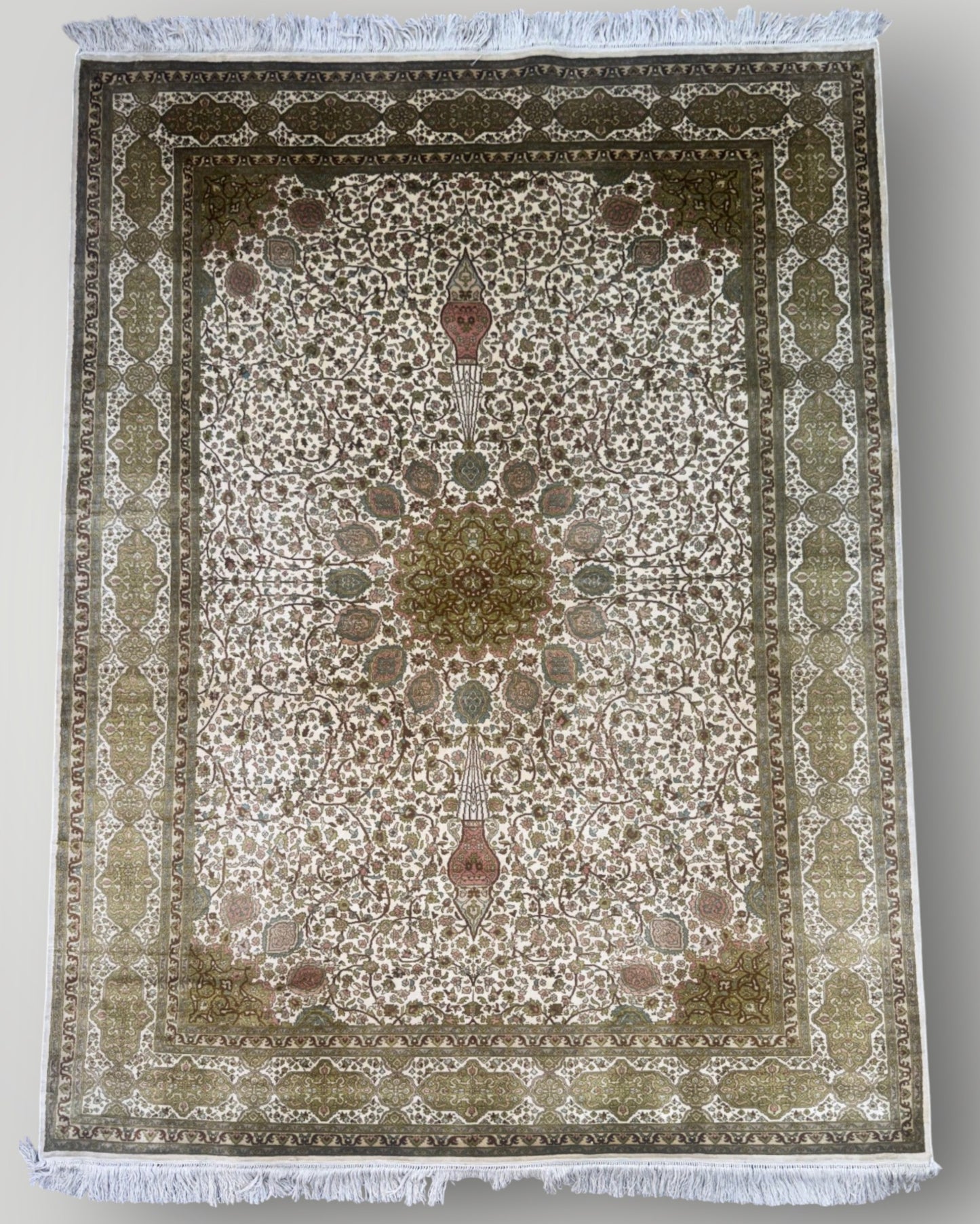 5 FT × 7 FT Ardabil Silk On Silk Hand Knotted Carpet