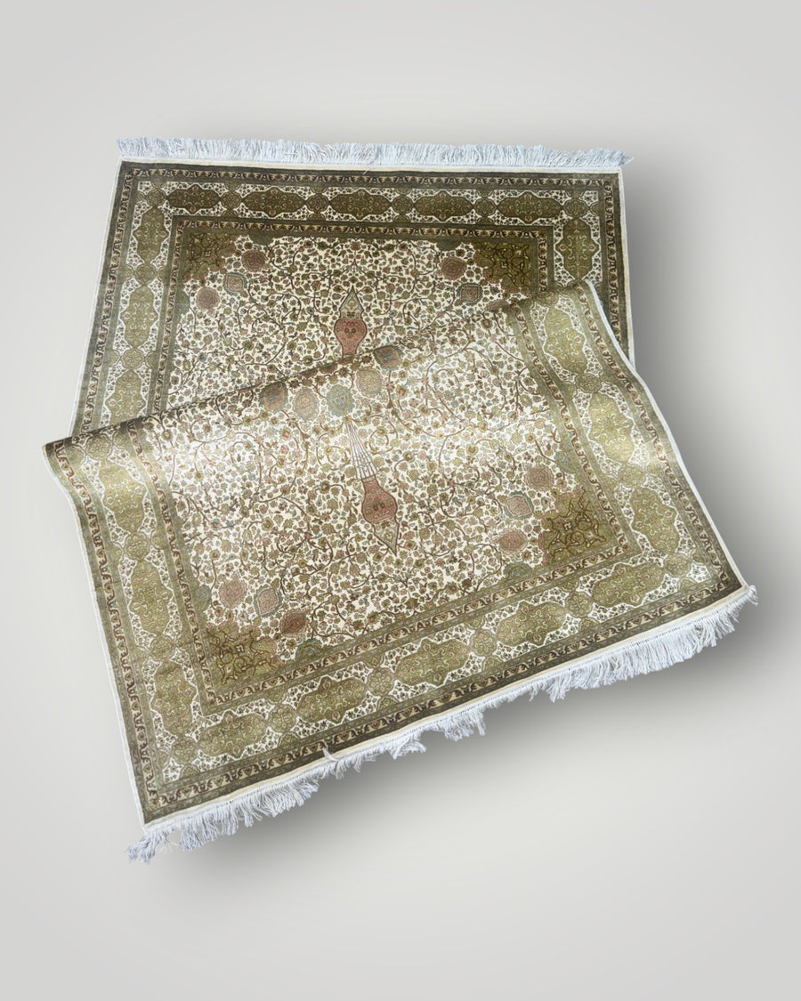 5 FT × 7 FT Ardabil Silk On Silk Hand Knotted Carpet
