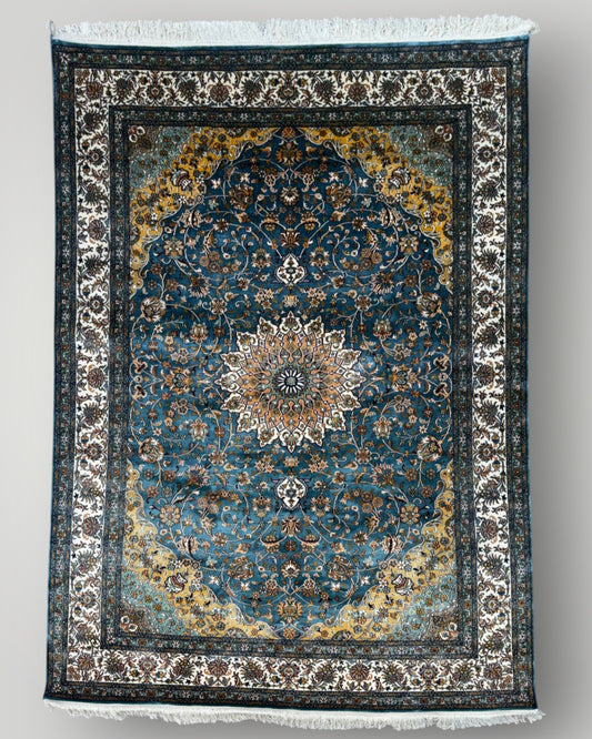 5 FT × 7 FT Kashaan Silk On Silk Hand Knotted Carpet