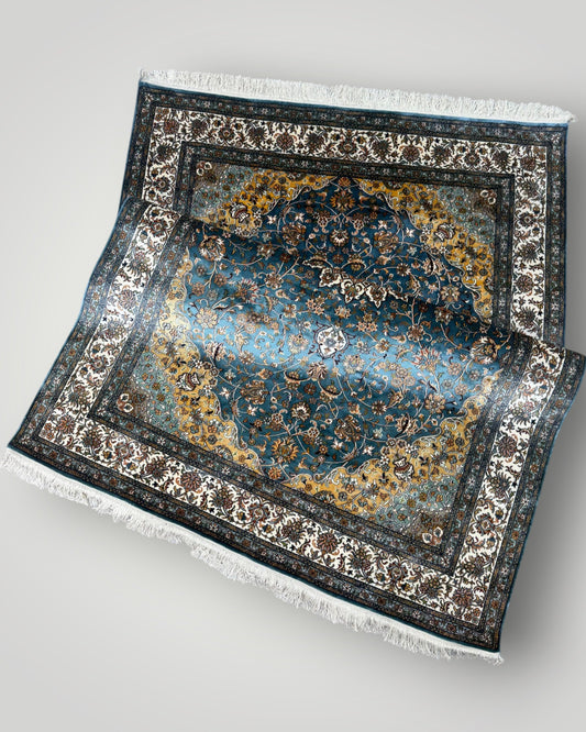5 FT × 7 FT Kashaan Silk On Silk Hand Knotted Carpet