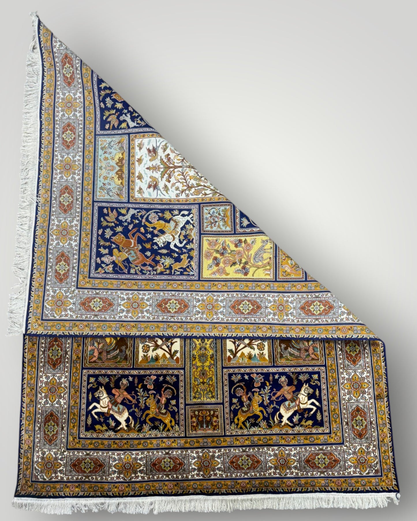 5 FT × 7 FT Shikargah  Silk On Silk Hand Knotted Carpet