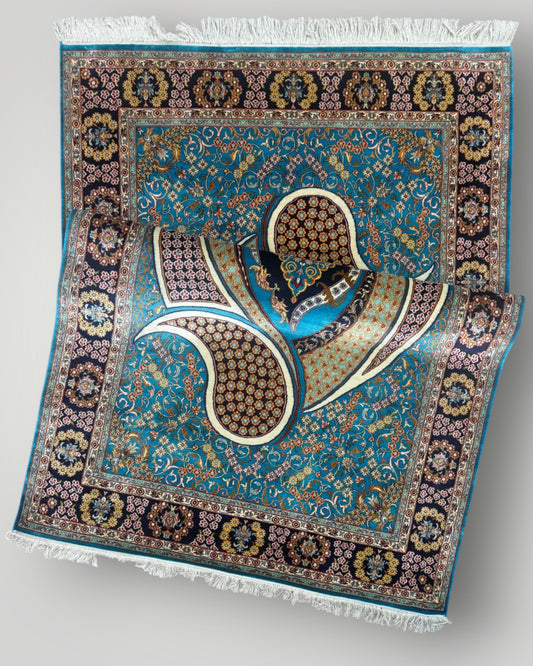 6 FT × 4 FT Bagh E Badam Silk On Silk Hand Knotted Carpet