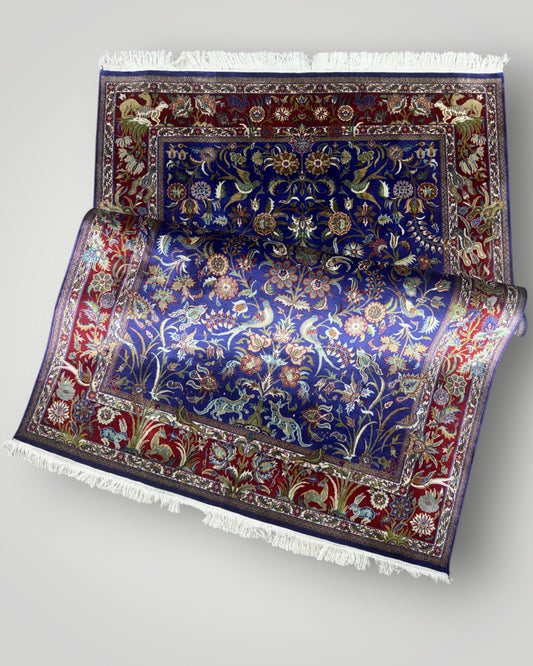 6 FT × 4 FT Aabshaar Silk On Silk Hand Knotted Carpet