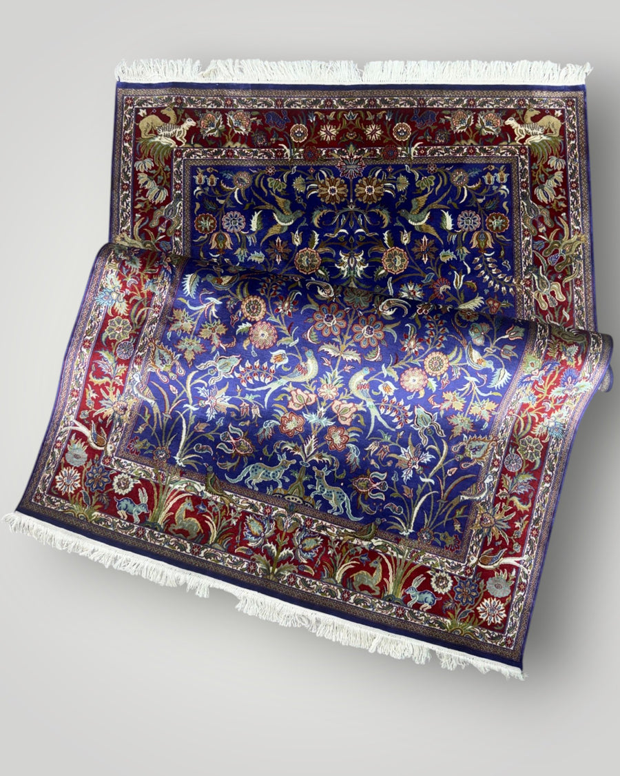 6 FT × 4 FT Aabshaar Silk On Silk Hand Knotted Carpet